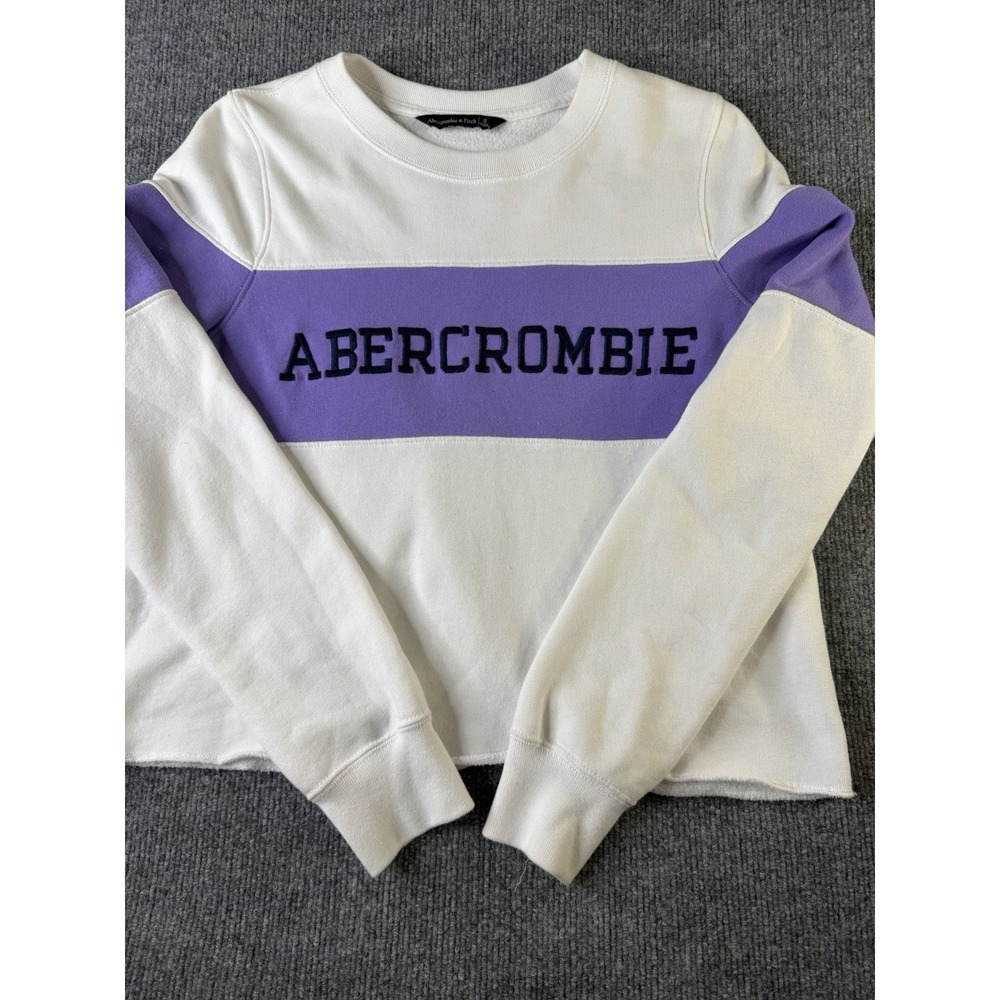 Abercrombie & Fitch Cropped Sweatshirt Women's Small Purple White